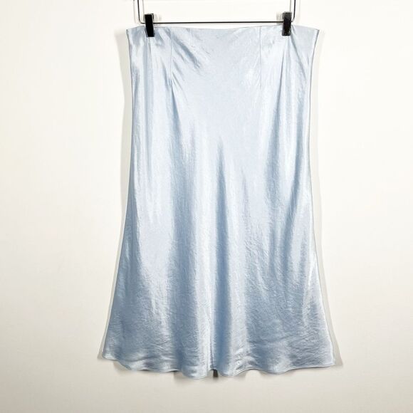 Babaton for Aritzia Women’s Size 16 Slip Midi Skirt Japanese Satin Light Blue - Picture 10 of 16